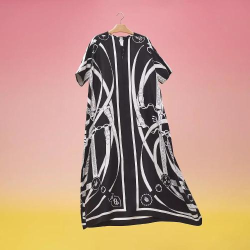  HERMES愛馬仕 22年秋冬 女士 連衣裙 Caftan classique imprime ??Promenade du Matin Remix