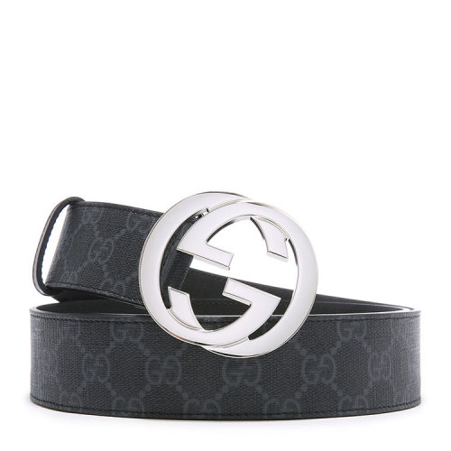 GUCCI/古馳   男款 古馳互扣式雙G帶扣高級人造帆布腰帶