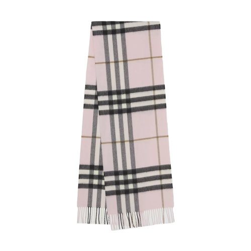 BURBERRY/博柏利新款 男女同款淺糖果粉色經典格紋羊絨流蘇圍巾80497111