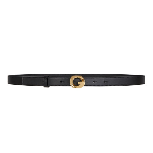 Givenchy/紀梵希 女士黑色皮革金色金屬G鏈條搭扣雙面細腰帶BB406DB124-001