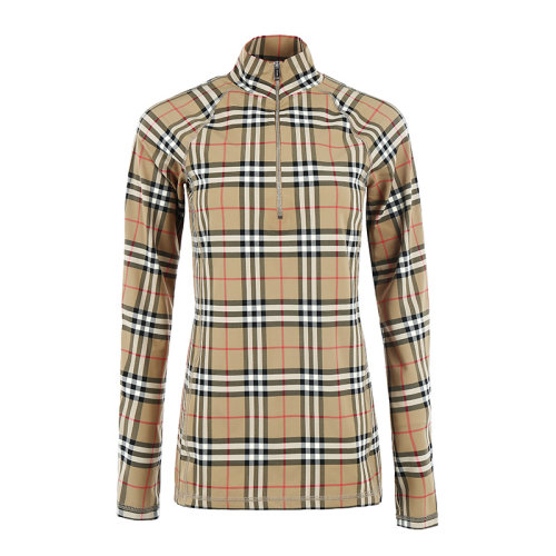 BURBERRY/博柏利21新品Vintage 格紋彈力平織高領女士長袖T恤8024572