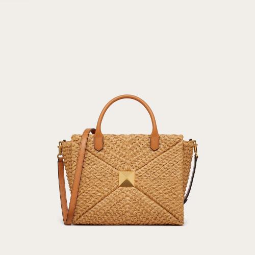  VALENTINO華倫天奴 22年秋冬 女士 手提包 SAC a MAIN MOYEN ONE STUD EN RAPHIA 1W2B0K58MNCL