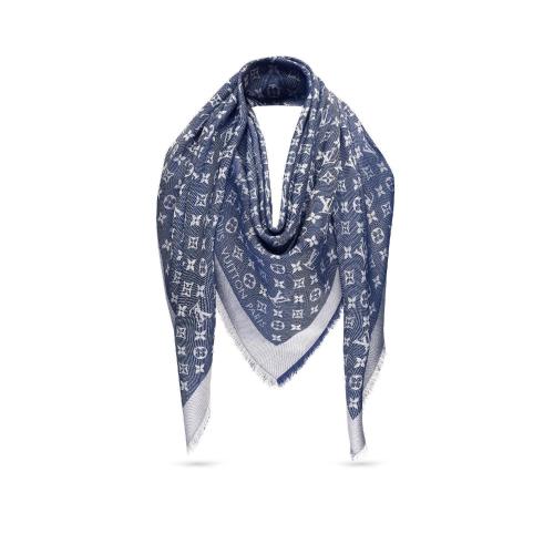  LV路易威登 22年秋冬 女士 圍巾 Monogram Denim 披肩 M71376 預(yù)定商品2-8周發(fā)貨