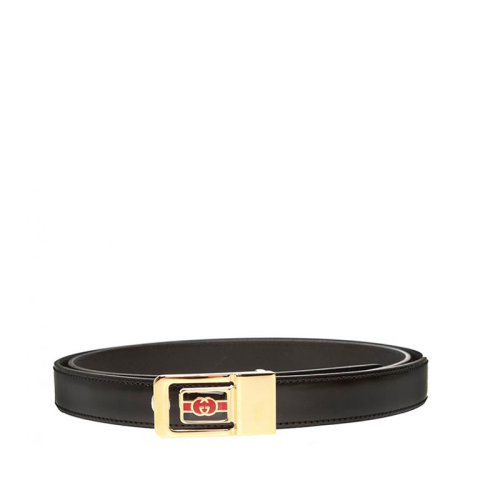 GUCCI/古馳 古琦皮帶 雙G 男女同款黑色皮質商務休閑腰帶 598106 DT9AG 1054