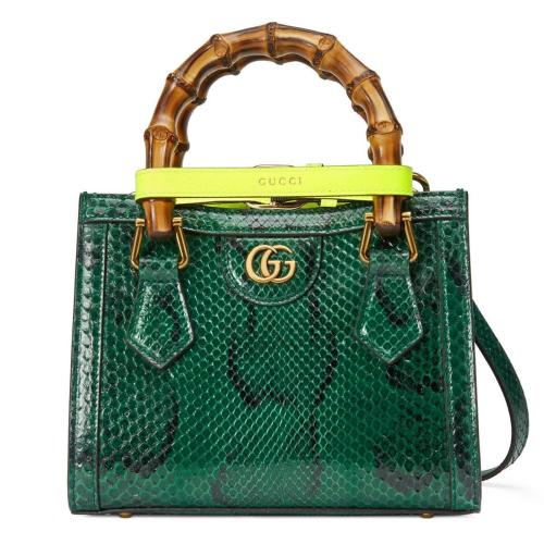  GUCCI古馳 22年秋冬 女士 Gucci Diana系列迷你蟒蛇皮竹節托特包 655661 LU3ZT 3177
