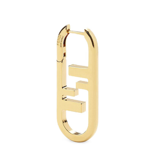 FENDI/芬迪  O’LOCK系列 小號金色金屬Fendi O'Lock鏤空圖案橢圓形耳環8AH290B08F0CFK