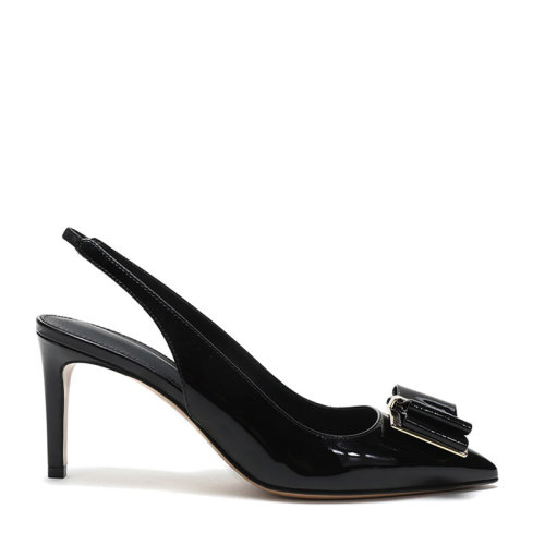 SalvatoreFerragamo/菲拉格慕 女士ZAHIR70系列漆皮雙蝴蝶結露跟鞋高跟鞋 0714970