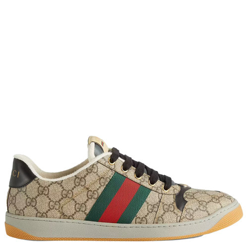 GUCCI/古馳      Screener系列 男士米色和烏木色GG Supreme帆布運動鞋67453096GE09766