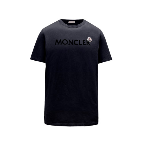 Moncler/蒙克萊 22年秋冬新款 男士午夜藍色純棉Logo印花短袖T恤H20918C000258390T778