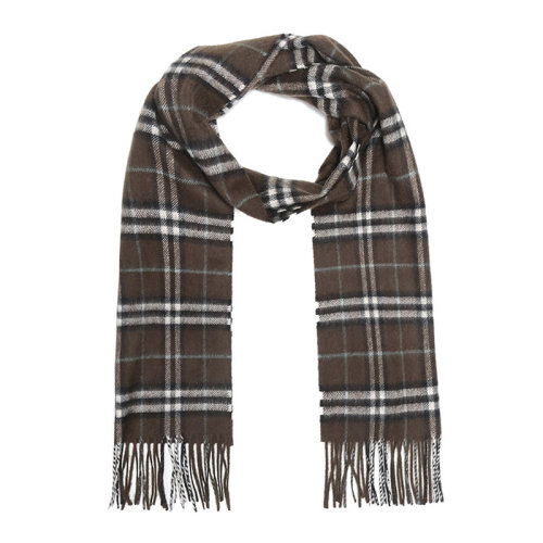 BURBERRY/博柏利【20秋冬新款】男女同款中性棕色羊絨經典復古格紋末端流蘇圍巾圍脖 4079000