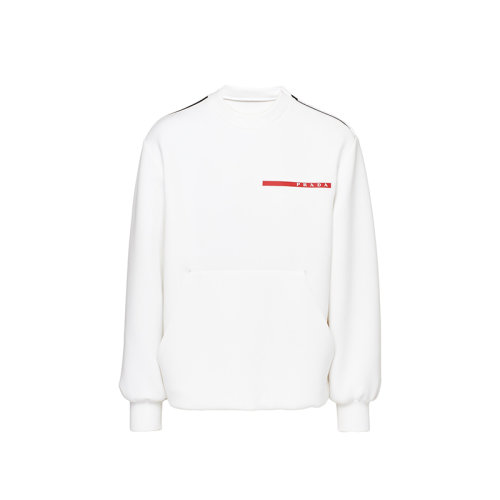 PRADA/普拉達(dá) 22年早春新款 Double Technical系列 女士白色再生聚酯纖維尼龍面料Oversize圓領(lǐng)運(yùn)動(dòng)衫衛(wèi)衣134612_LJ4_F0009_S_202
