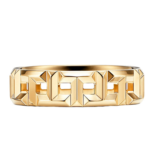 Tiffany & Co./蒂芙尼 18K 黃金 True 寬式戒指GRP10567