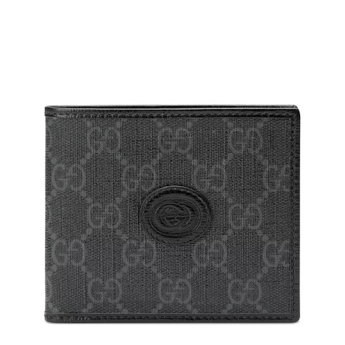 GUCCI/古馳 20  男士黑色老花帆布皮革飾邊折疊錢包?67165292TCN1000