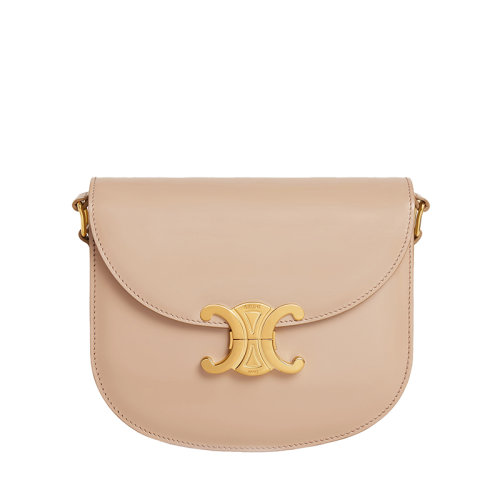 CELINE/賽琳 22新款BESACE TRIOMPHE系列 女士TEEN款式獵裝色牛皮革凱旋金扣翻蓋開合單肩斜挎包110413BF4.03SA