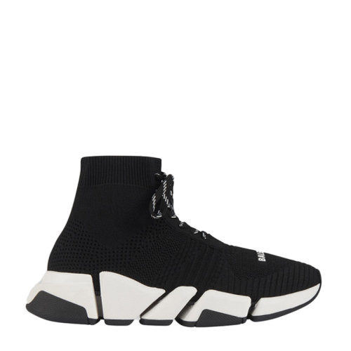 Balenciaga/巴黎世家 女士黑色織物鞋面LOGO厚底系帶高幫休閑鞋運動鞋襪子鞋女鞋 617214-W1702-1015