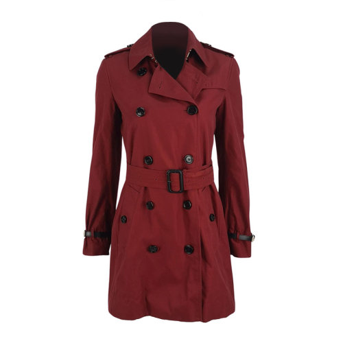 BURBERRY/博柏利女士大衣酒紅色棉質z24073376