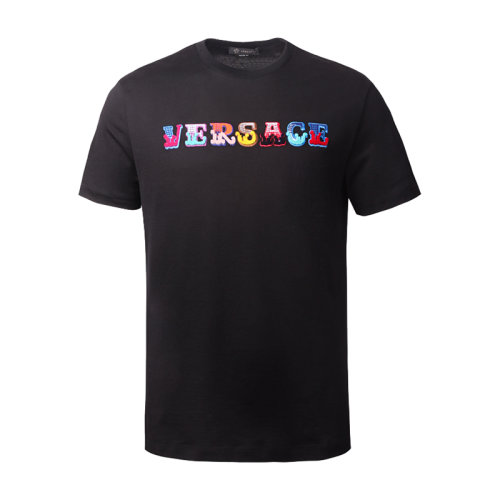 VERSACE/范思哲 男士短袖T恤 男士LOGO刺繡棉質圓領短袖T恤 A85168 A228806