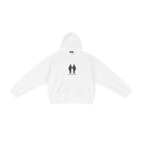 Balenciaga/巴黎世家 22年秋冬新款 PRIDE 22系列 男女同款白色純棉圖案印花寬松連帽衫衛(wèi)衣651799TMVO30904