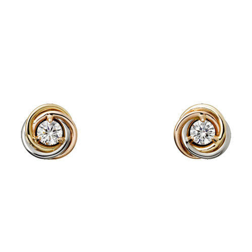 CARTIER/卡地亞  TRINITY系列 白金玫瑰金黃金鉆石耳釘B8045300
