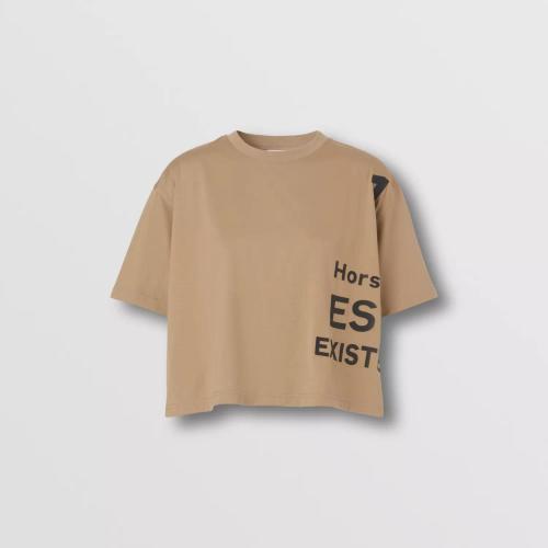  BURBERRY 22年秋冬 女士 Horseferry 印花棉質短款 T 恤衫 80607001