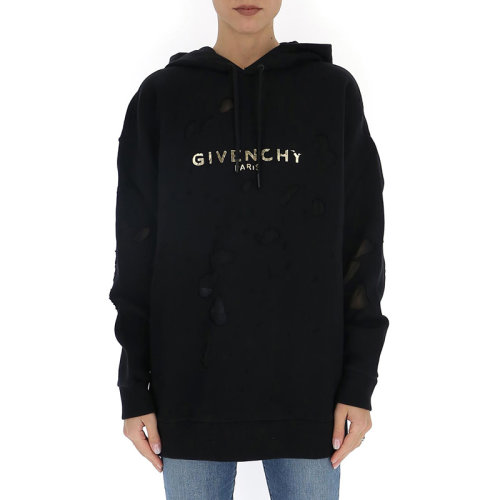 Givenchy 紀梵希 女裝 服裝黑色抽繩連帽logo標識印花套頭衫 女士衛衣