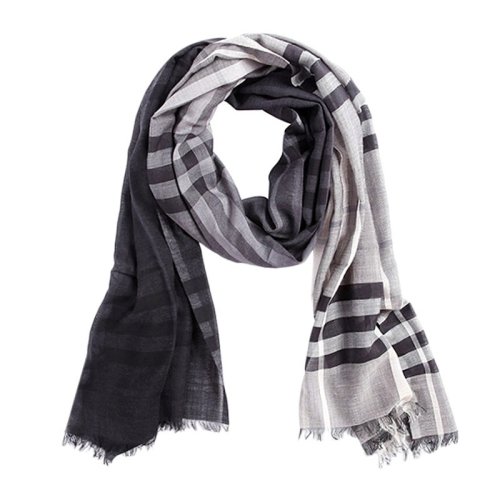 BURBERRY/博柏利 男女同款 中性炭灰色經典格紋圍巾圍脖絲巾 3952065
