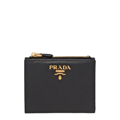 PRADA/普拉達 22春夏新款 女士黑色皮革金標小型錢包1ML023_QWA_F0002