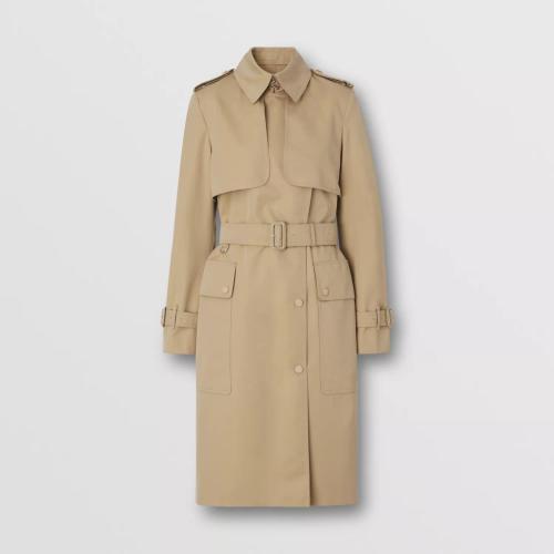  BURBERRY 22年秋冬 女士 格紋裁片棉質嘎巴甸 Trench 風衣 80432071 預定商品1-3周發貨