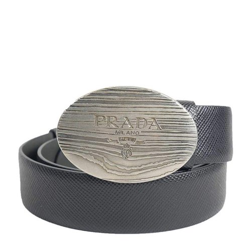 PRADA/普拉達 男士黑色牛皮做舊旋轉扣頭雙面腰帶皮帶 2CM092-2FAD-F0JY7