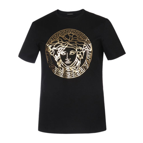 VERSACE/范思哲 女士純色棉質經典字母徽標美杜莎頭像裝飾圓領上衣短袖T恤 A85756-A228806 多色可選