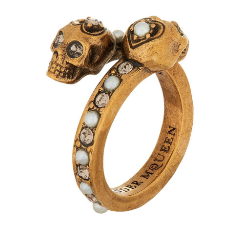 Alexander McQueen/亞歷山大麥昆  環繞式  女士時尚骷髏戒指/指環 553657J160T7124  HKY210303