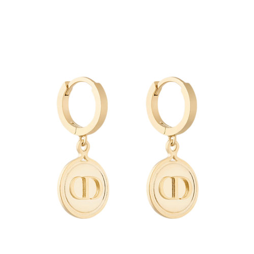 DIOR/迪奧 PETIT CD系列 女士金色飾面金屬圓形CD印字掛墜成對耳環E1648PTCMT_D300