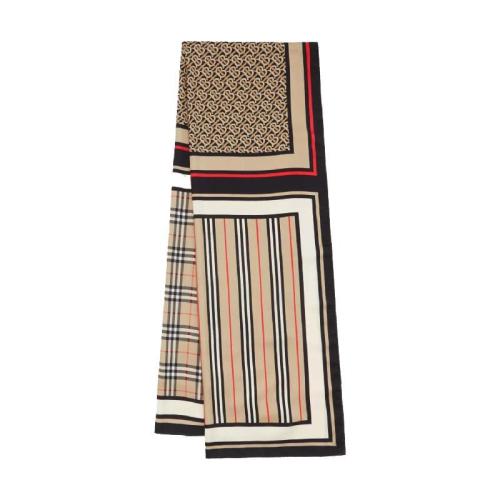  BURBERRY 22年秋冬 女士 專屬標識拼典藏條紋格紋絲巾 80119511
