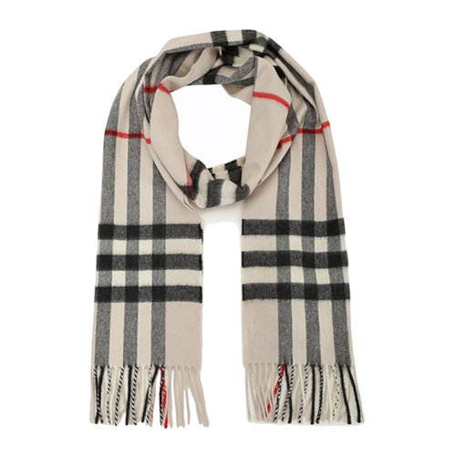 BURBERRY/博柏利 【20春夏新款】男女同款 中性米色經(jīng)典英倫風(fēng)格紋流蘇保暖御寒山羊絨圍巾圍脖 8015533