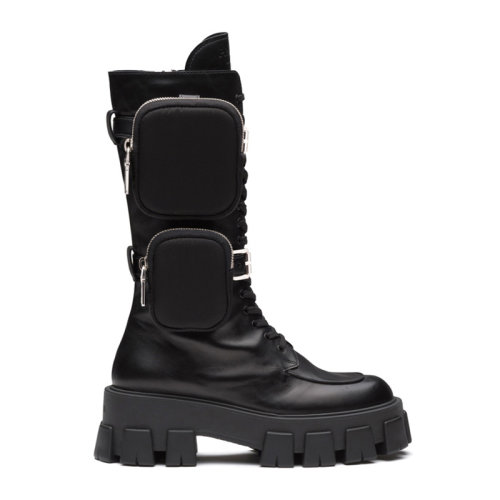PRADA/普拉達 女士黑色直筒長靴 女鞋1W828L-07I-F0002-F-055