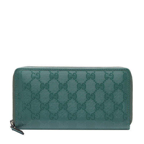  GUCCI/古馳 女士綠色PVC長款拉鏈錢包錢夾手拿包女包 307987-FU49R-4715