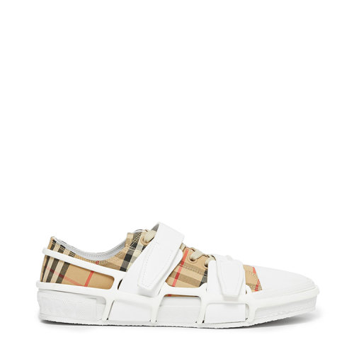 BURBERRY/博柏利 Vintage 格紋棉質拼皮革 Webb 運動鞋 80341431