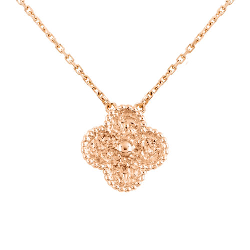 Van Cleef & Arpels/梵克雅寶 經典款Vintage Alhambra系列 18K金玫瑰金四葉草項鏈 VCARN9ZS00