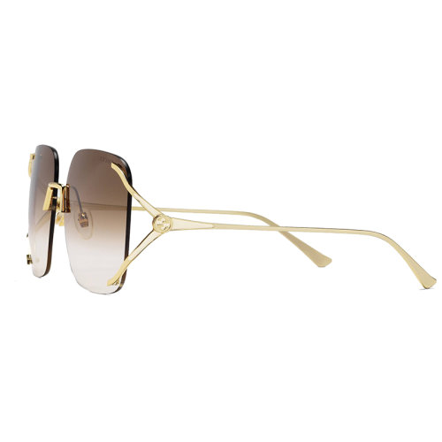 GUCCI/古馳 女士棕色方形金屬太陽鏡 610393I33308025