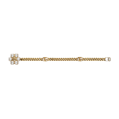 GUCCI/古馳 預定款2-3周  金屬鍍金 雙G帶玻璃珠手鏈645659I46208078
