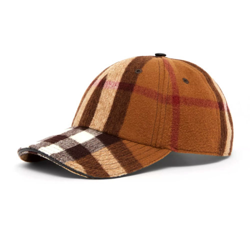 BURBERRY/博柏利羔羊皮裝飾格紋羊毛棒球帽8036924