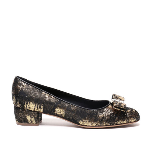 SalvatoreFerragamo/菲拉格慕 女士VARA10系列 織物蝴蝶結(jié)低跟鞋 0685501