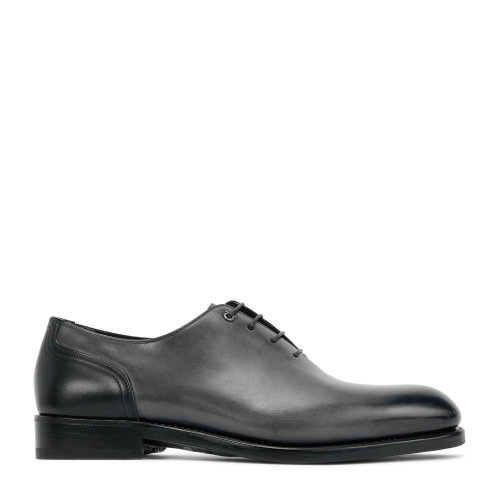 Salvatore Ferragamo/菲拉格慕 黑色/灰色 男士BARCLAY拋光商務正裝鞋德比鞋 723224-02B140-BARCLAY 20 [斷碼]