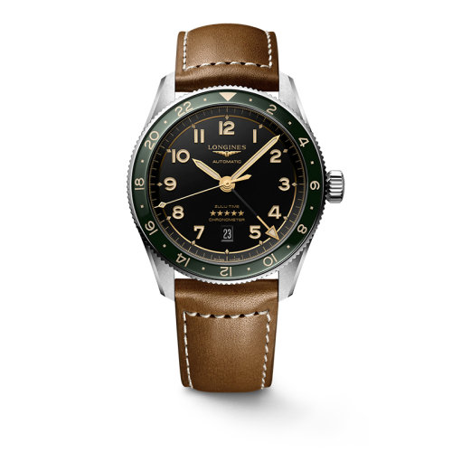 LONGINES/浪琴 22年秋冬新款 先行者系列 男士碳黑色表盤自動(dòng)機(jī)械機(jī)芯精鋼/陶瓷表殼棕色皮表帶腕表42毫米L3.812.4.63.2