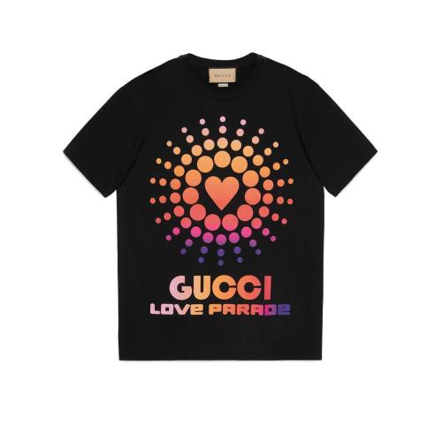  GUCCI古馳 22年秋冬 男士 “Gucci Love Parade”印花棉質T恤 548334 XJEMZ 1082