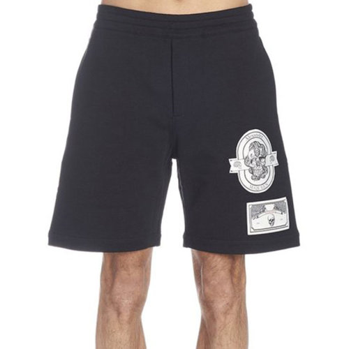 Alexander McQueen/亞歷山大麥昆 男褲  男士時(shí)尚圖案印花棉質(zhì)黑色休閑短褲 559481QMX431000