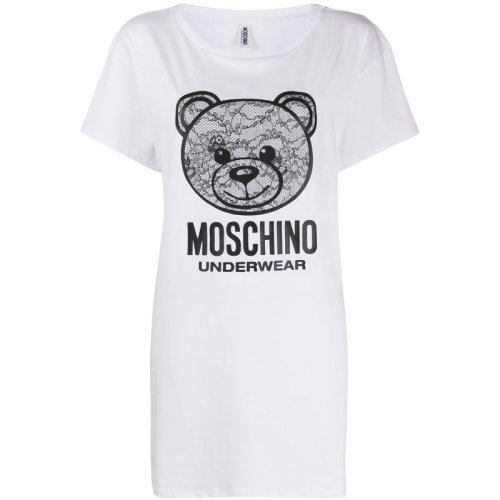 MOSCHINO/莫斯奇諾  女裝 小熊圖案 女士棉質時尚圓領長款春夏短袖T恤 A19129019