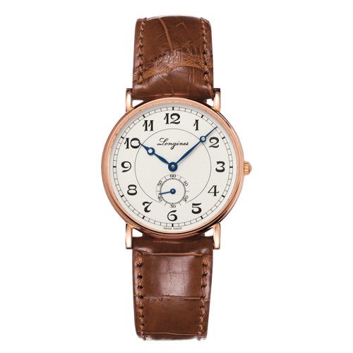 LONGINES/浪琴  經典復刻系列 自動機械表18克拉玫瑰金表殼皮質表帶男表34毫米L4.767.8.73.2