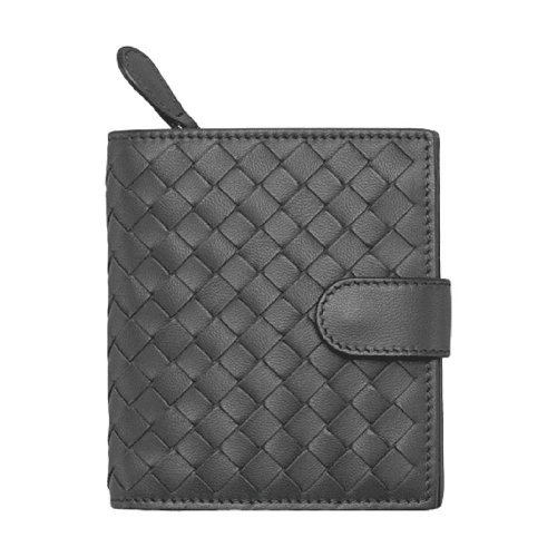 Bottega Veneta/葆蝶家 BV女包 女士黑色經(jīng)典編織皮質(zhì)錢包 121059V001N8522