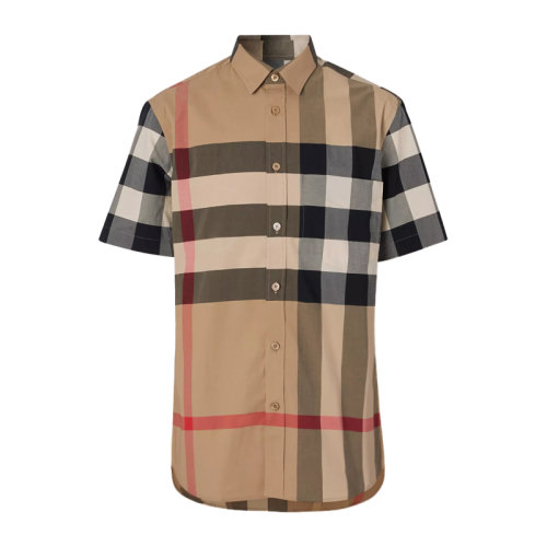 BURBERRY/博柏利男裝 服飾  棉質(zhì)經(jīng)典格紋半袖襯衣 男士短袖襯衫